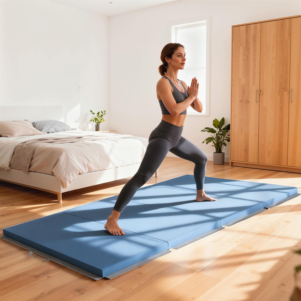 Exercise Mat Foldable Fitness Mat 240 X 120 X 5 Cm Light Blue