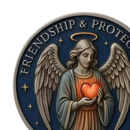 Friendship Protection Angel Souvenir Coin Metal Carving Guardian Angel Collectible Coin Round Badge Home Decoration Friends Gift