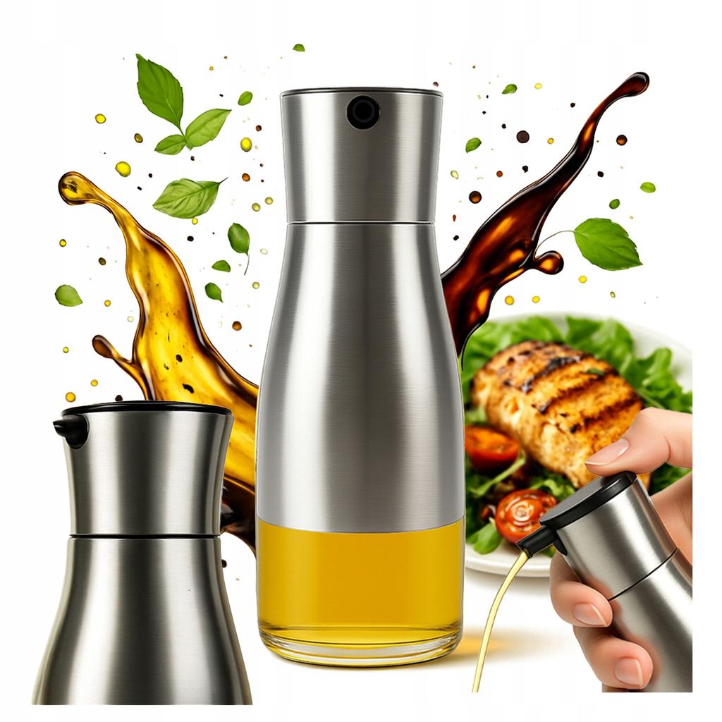 2X Dozownik Do Oliwy Octu Oleju 320 Ml Butelka Szklana Z Metalowa Zakrętką