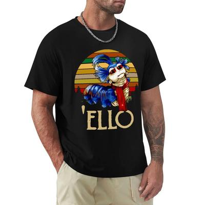 Grauer Wurm Ello Labyrinth Ello Vintage T-Shirt Harajuku Kurzarm T-Shirt 100% Baumwolle Grafik T-Shirt Tops