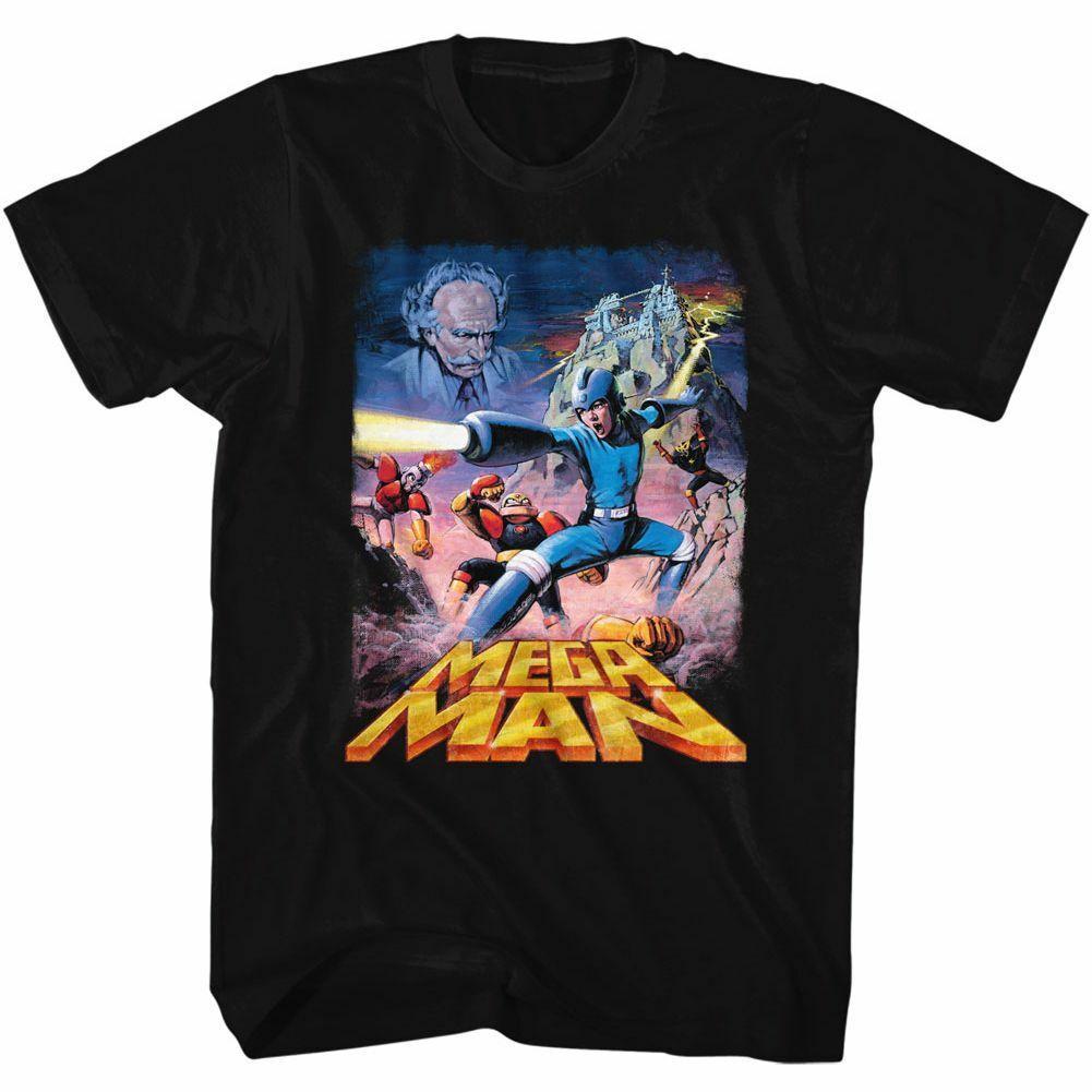 Черная футболка для взрослых с постерами Mega Man XXXXL