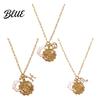 Unique Faux Opal Pendant 12 Constellations Necklace Moon Charm Constellation