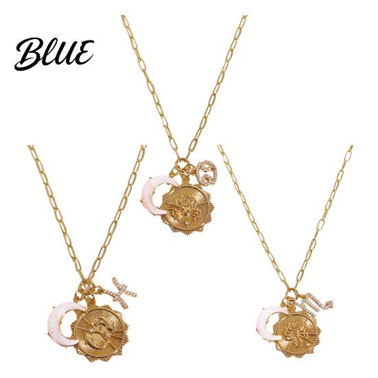 Unique Faux Opal Pendant 12 Constellations Necklace Moon Charm Constellation