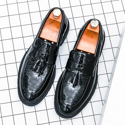 2024 Luxury  High-end Glossy Leather Shoes Thick Soled Wear-resistant Men's Business Dress Shoes Men's Low Top Loafers