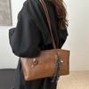 Vintage Fashionable Shoulder Bag Large Capacity Tote Bag Chic Design Black White Brown