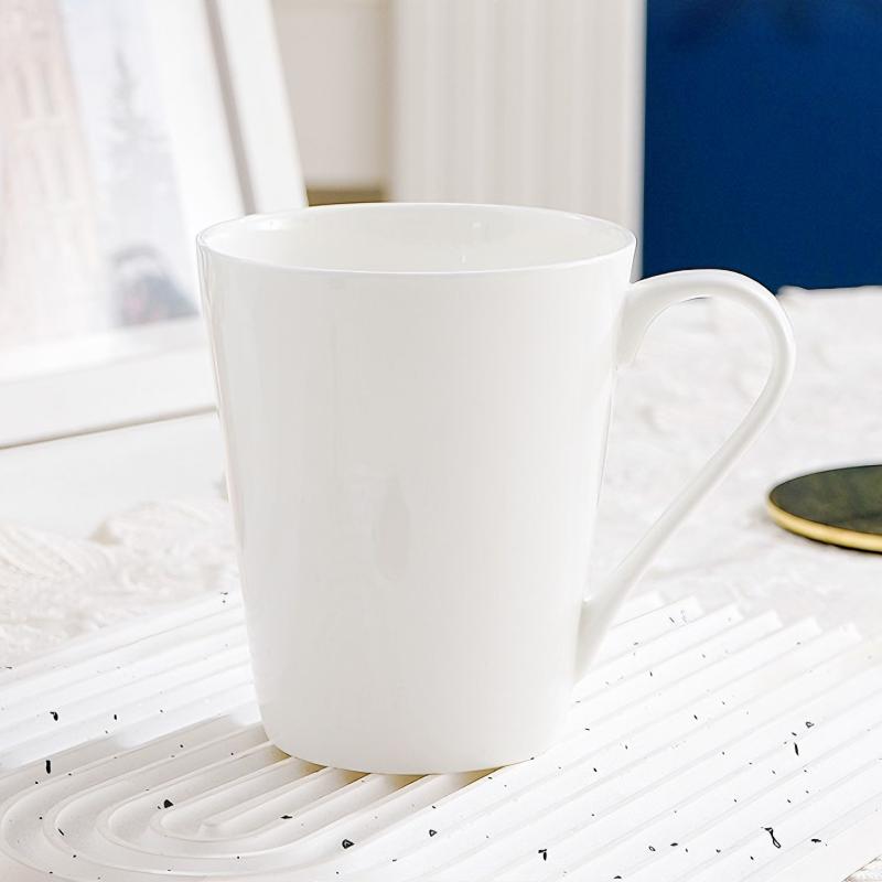 380ML, pure white bone china mug coffee, porcelain gargle cup, for drinks, ceramic mug, thermo cup for coffee, nespresso cup