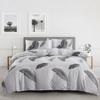 Light Grey Floral Duvet Cover Queen King, Microfiber Flower Plum Blossom Print Bedding Set Reversible Botanical Comforter Cover
