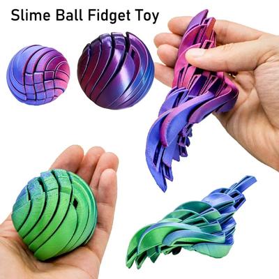 3D Printed Slime Ball Fidget Toy Gear Ball Liquid Flow Sensory Sphere Fidget Toy for Anxiety Stress Relief Office Home Travel