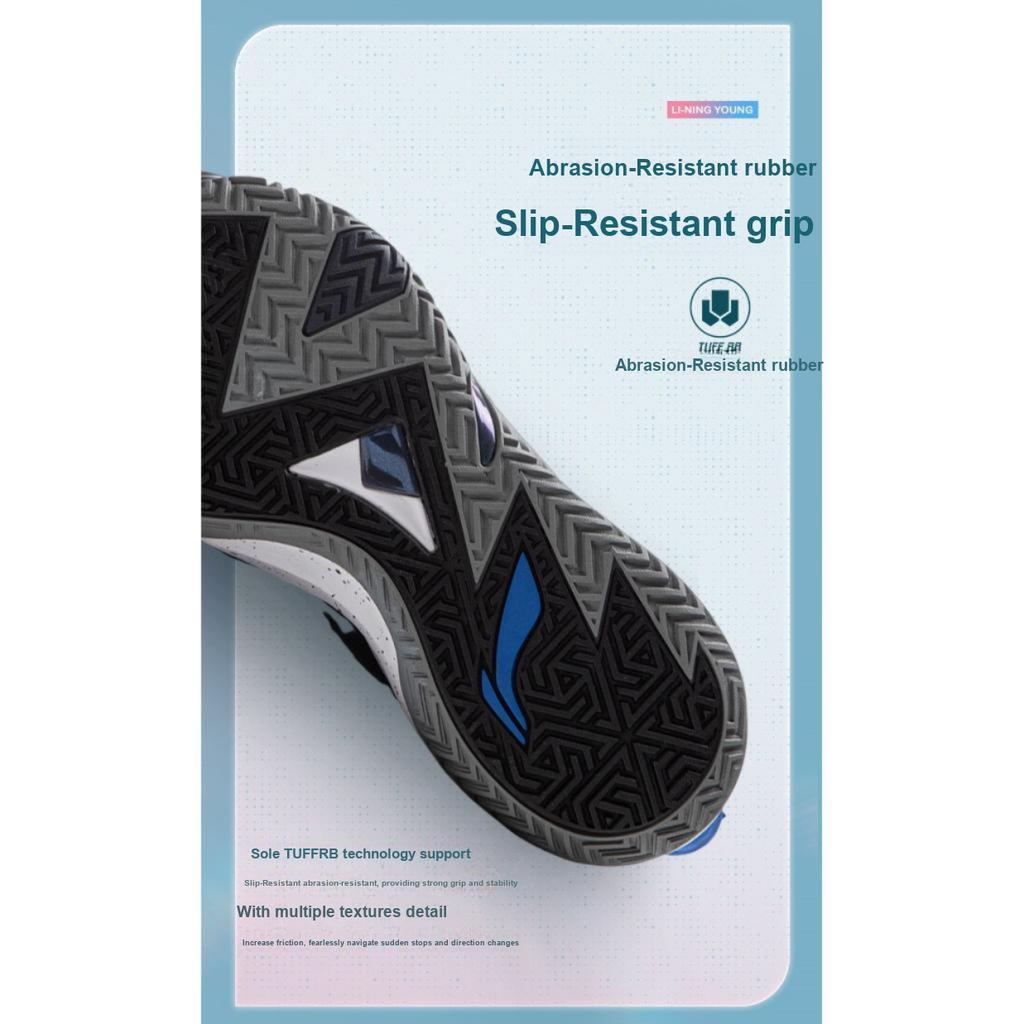 Li Ning Kids Basketball Series Comfortable Non-Slip Wear-Resistant Rebound Support Mid-Top Basketball Shoes Kids Basketball Shoes Black YKBU090-1