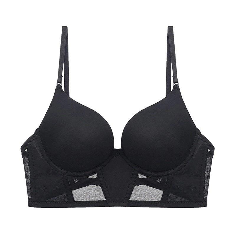 French U-shaped smooth-faced seamless girls' underwear, sexy invisible beauty back, neck-hanging bra, small breasts show big gathering bra