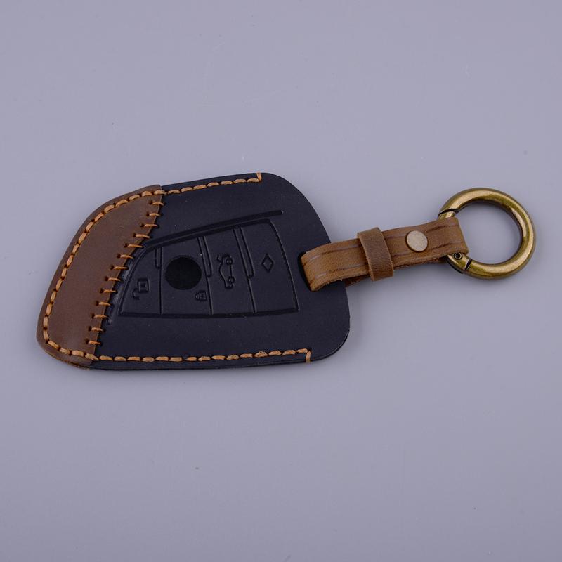 3 Buttons Car Remote Key Fob Case Cover Holder with Chain Leather Fit for BMW 2 MPV 3 Sedan Wagon 6 GT M5 X1 X2 X3 X4 X5 X6 X7