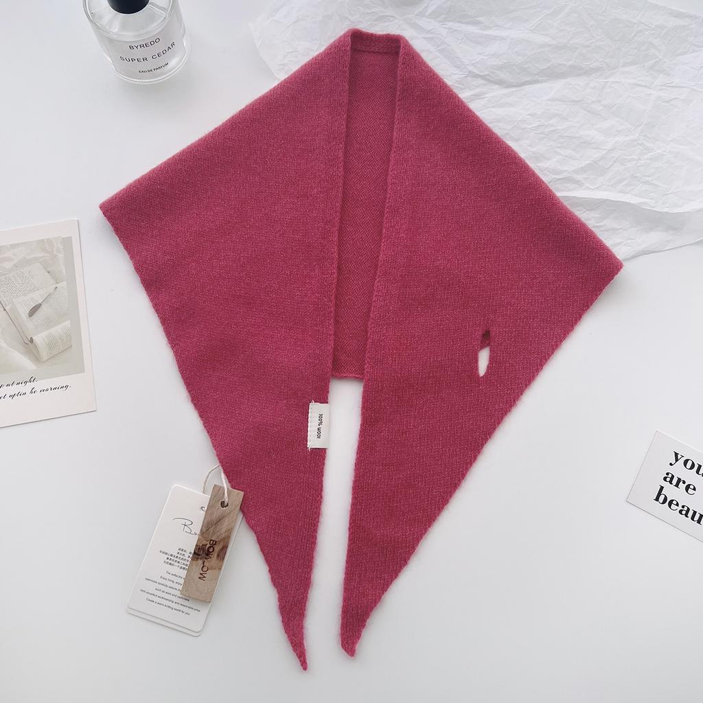 New Korea Styles 100% Wool Knitted Triangular Scarf Women Winter Warm Decorate Headscarf Shawl Neckerchief Hijab Pashmina
