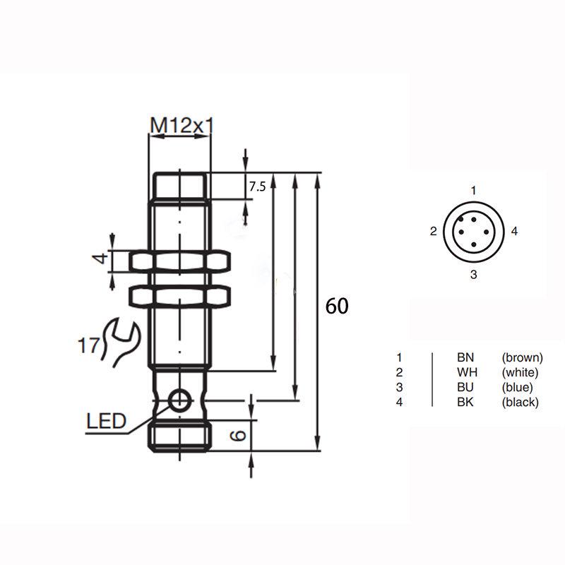 Huguang PRCM12 Aviation Plug Sensor: Proximity Switch PRCMT12-4DODC, 4DNN2PP2AOAC