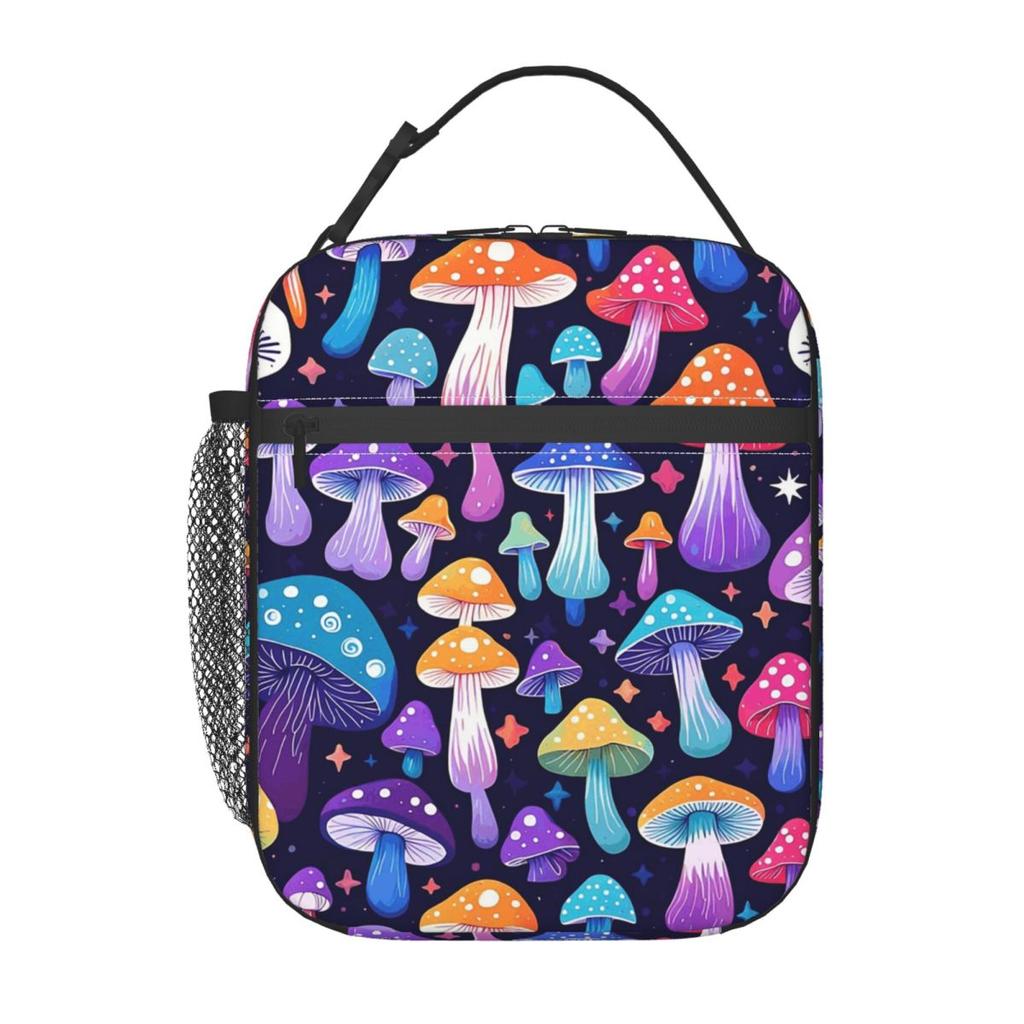 Colorful Magical Mushrooms Pattern Insulated Lunch Bag for Women Kids Leakproof Food Boxes Thermal Lunch Box Tote