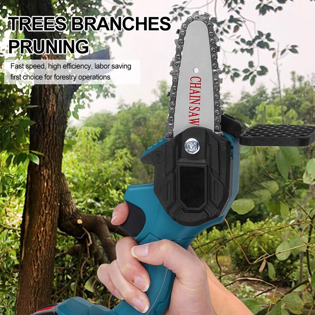 4-Inches Electric Protable Mini Cordless Rechargeable Handheld Chain Saw  For Tree Branch Wood Cutting With1/2Pcs Batteries
