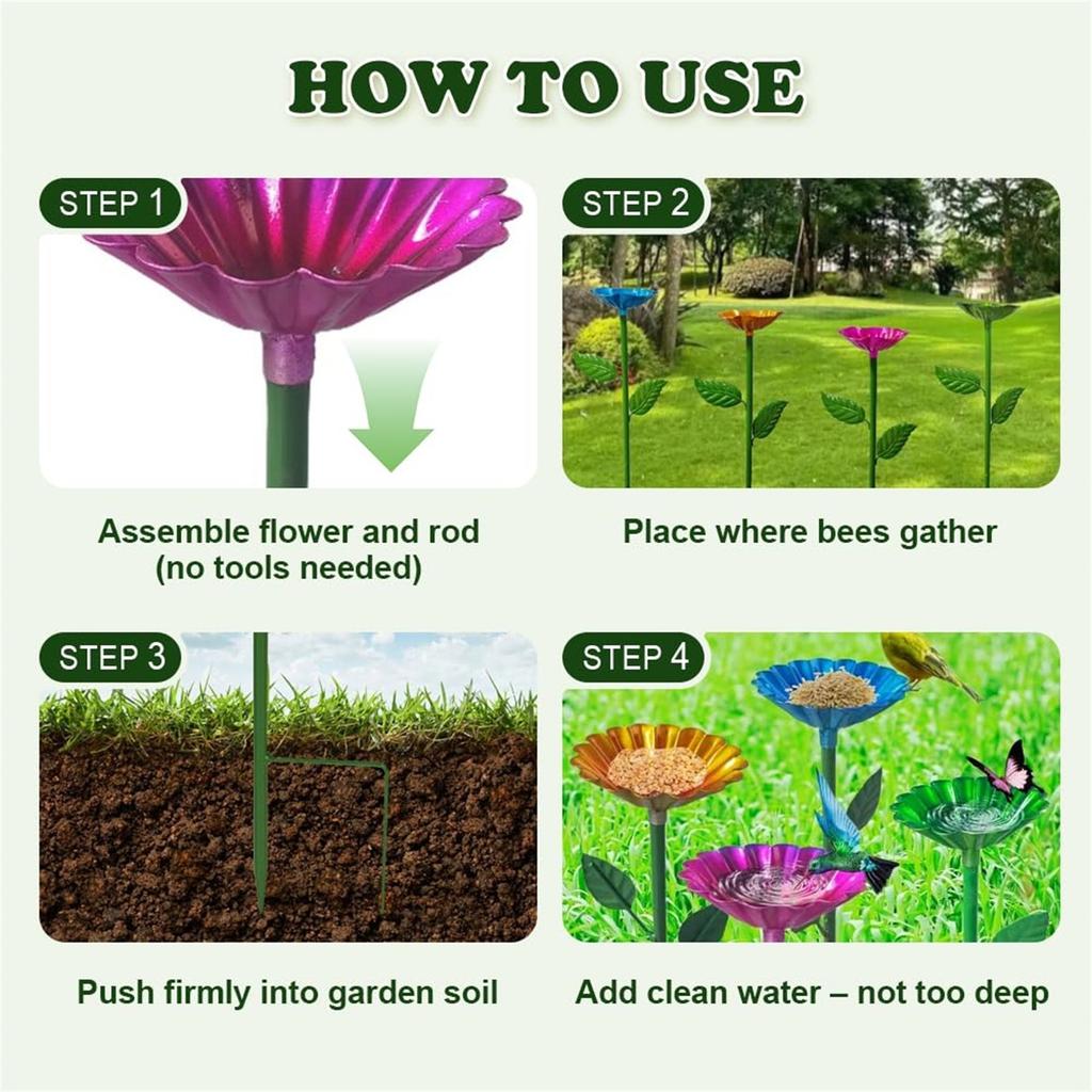 Bee Watering Station, New Bee Water Feeder For Garden In Flower Shape, Metal Butterfly Bath Drinking Bowl For Outdoor Garden Yard Decor