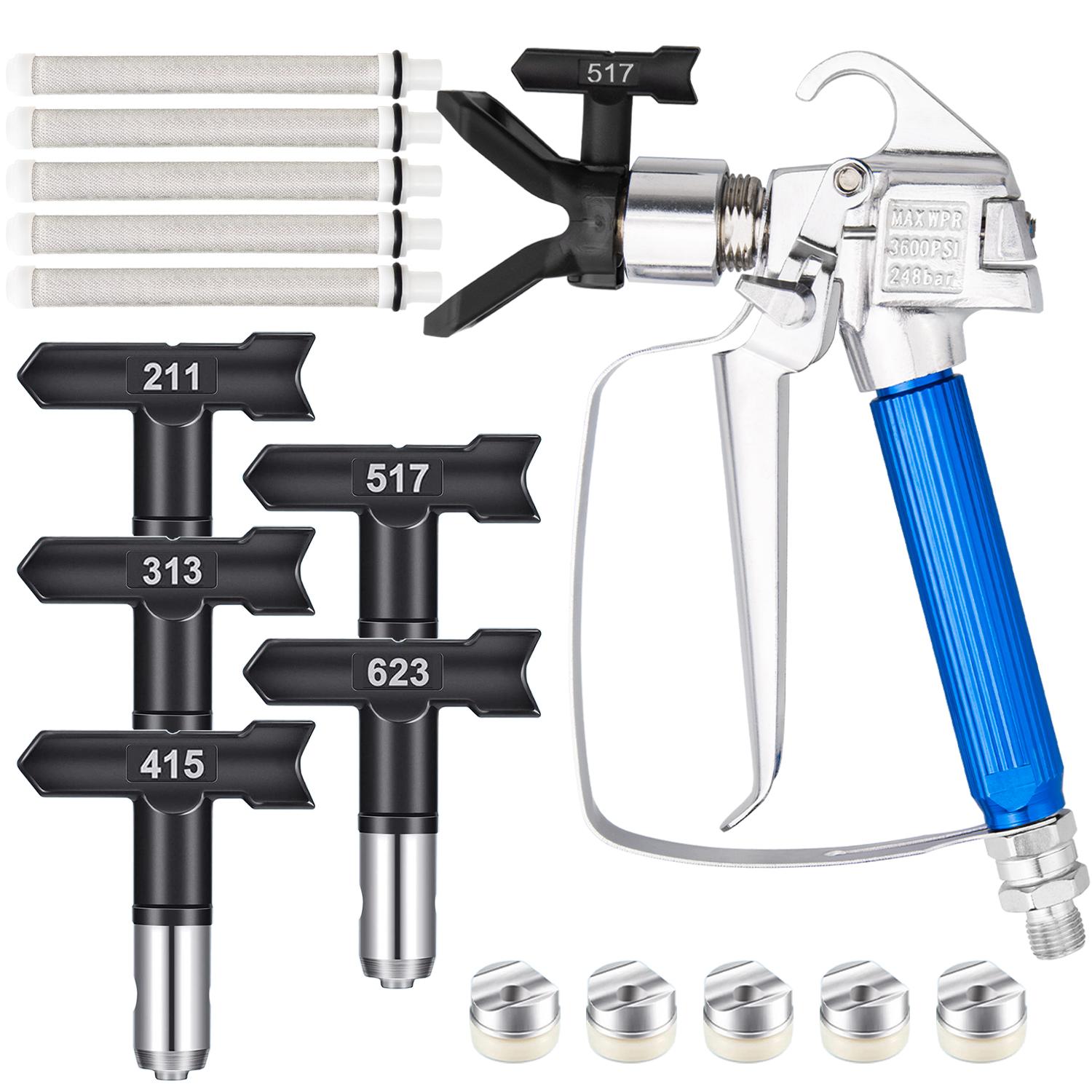 

12 Airless Paint Spray Guns, Equipped with Nozzle Protection Cover, Nozzle Tip, and Airless Spray Gun Filter, Suitable for Airless Spray Machines 12pcs