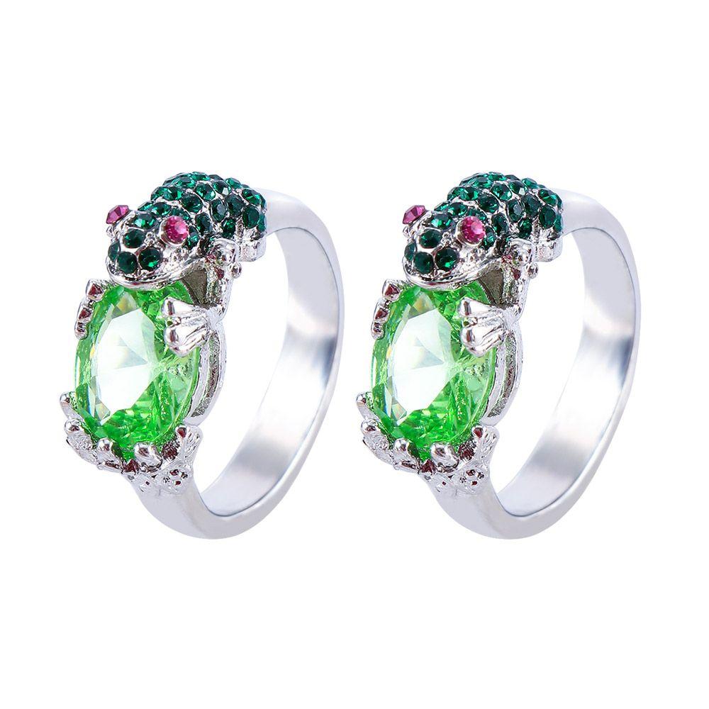 Charming Cut Oval Green Rich Frog Rhinestone Accessories Wedding Party Jewelry Birthday Gift