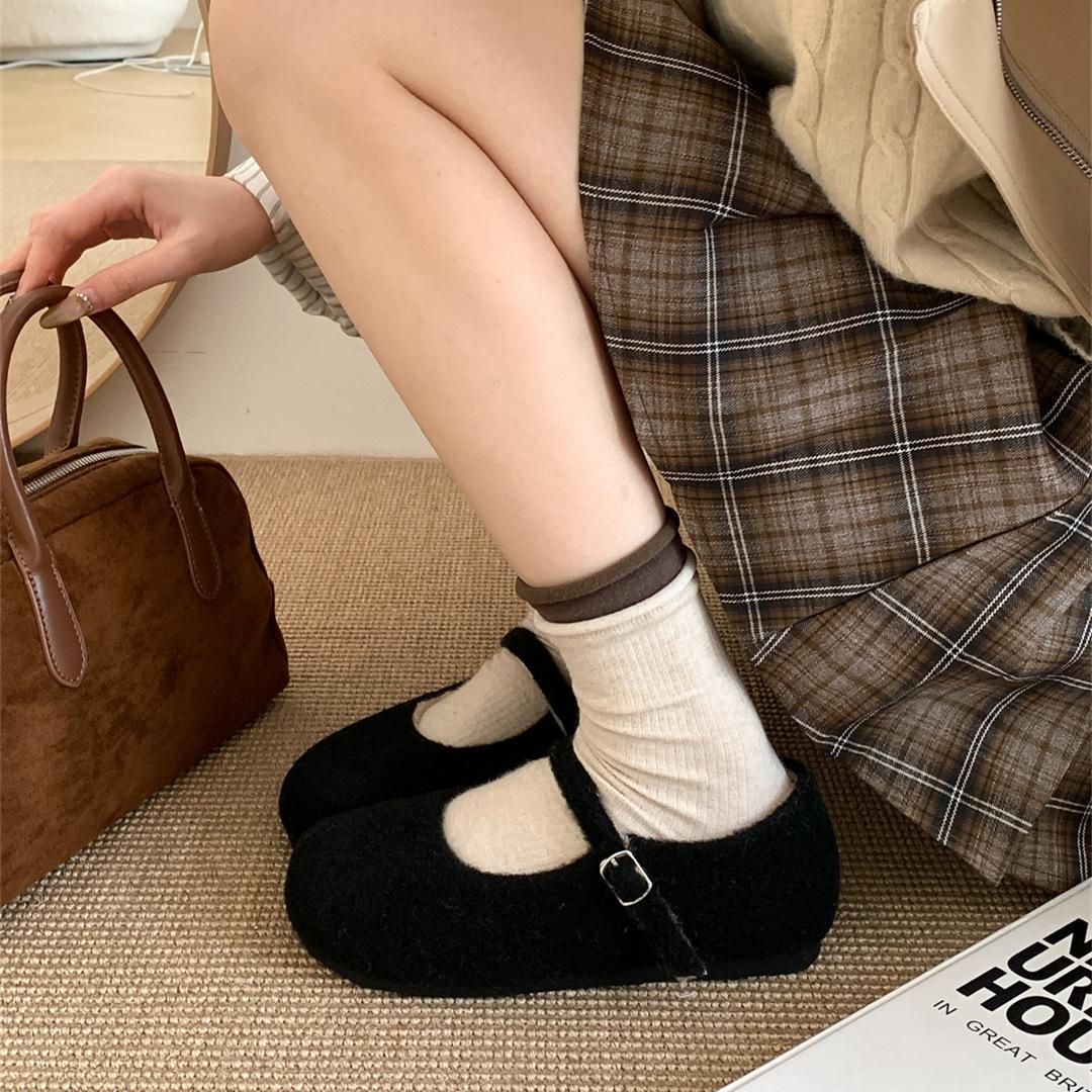 

Нежные вечерние пушистые туфли женские зимние с туфлями Мэри Джейн ретро французские феи одинарные туфли хлопковые туфли 40