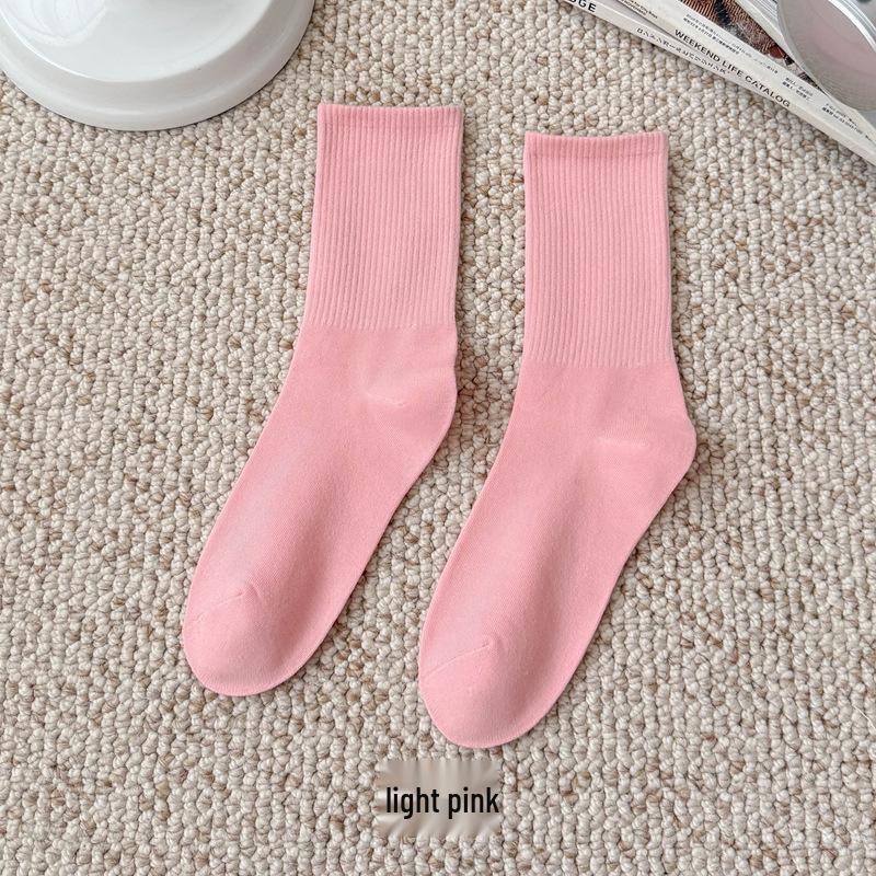 Bunte Damen Kniehohe Candy Color Scrunch Socken - Trendy, Ganzjährig, Mittelhoher Schaft, Einfache Tanz Baumwollsocken