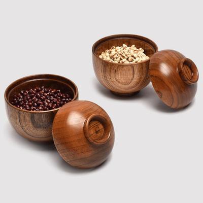 Rice Bowl Japanese Style with Lid Dishwasher Safe Food Container Tableware Rice Salad Soup Snack Wooden Bowl Kitchen Supplies