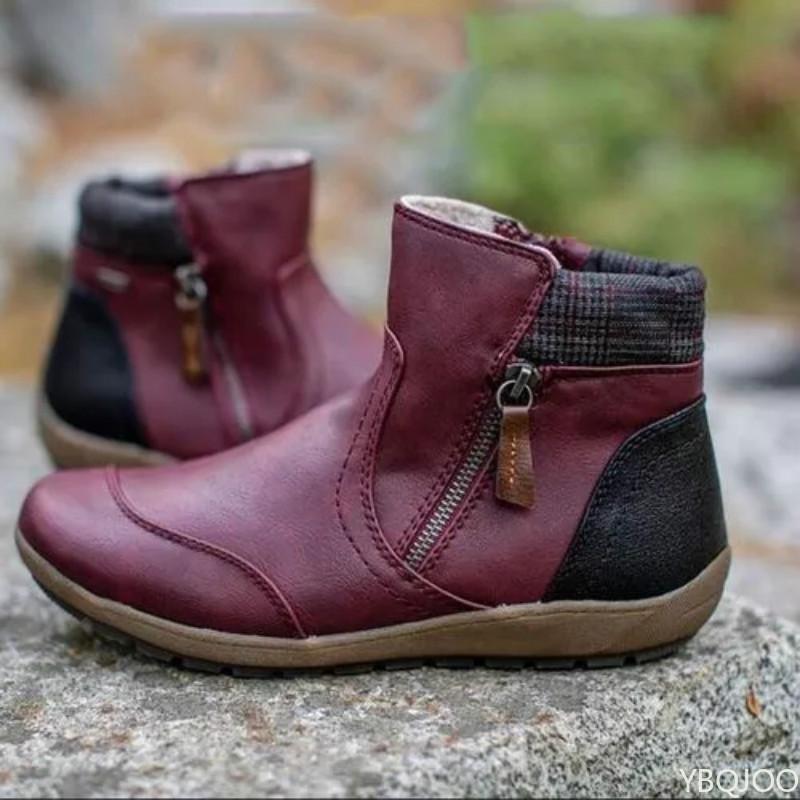 Fashion New Short Boots for Winter Fashion Retro Comfortable Flat Zipper Boots Simple Comfortable Casual Anti slip Large Women's Shoes