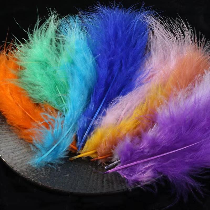 Multi-colored Down Feathers, Colorful Full Down Feathers DIY Turkey Feathers, Feathers 200pcs