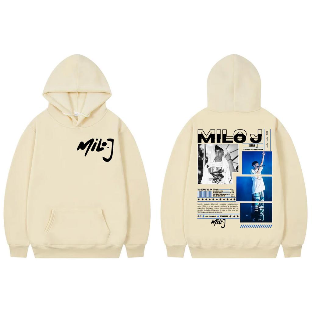 Rapper Milo J 511 Album Tour Graphic Hoodie Men Women Hip Hop Fashion Zip Up Sweatshirt High Quality Fleece Oversized Pullovers