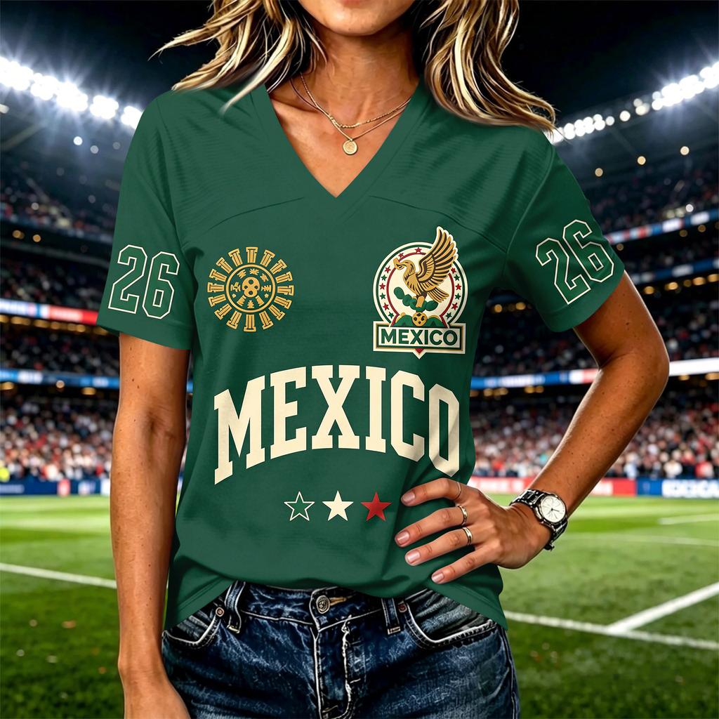 Women Casual V Neck Short Sleeve T Shirt Letter Print Top Lightweight Breathable Summer Tee Shirt
