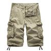 Men's Fashion Solid Color Multi-Pocket Pants Cotton Cargo Overalls Shorts