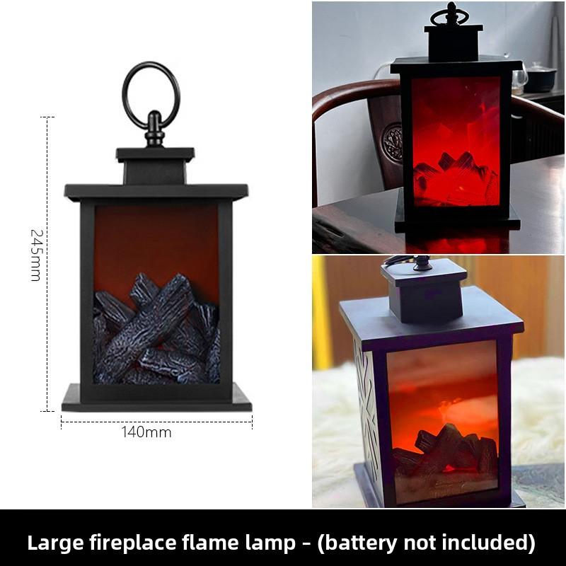 LED Simulated Flame Lamp Night Light Retro Style Atmosphere Decorative Fireplace Lamp European Style Creative Ornament Portable