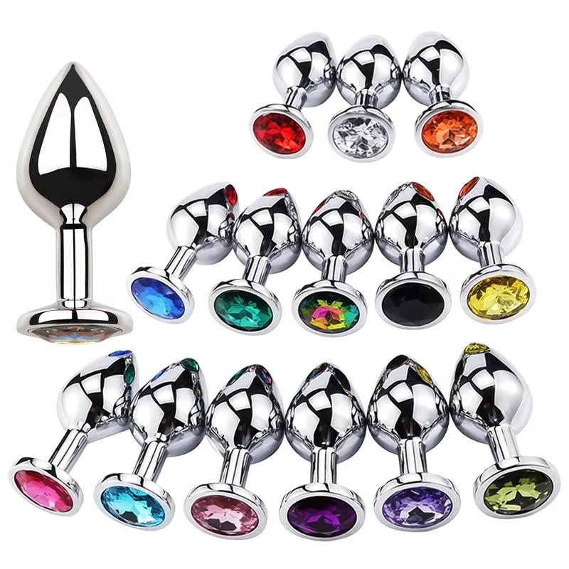 Stainless Steel Anal Plug Anus Plug Anal Bead Adults Sex Toys Metal Butt Plug With Jewelry Colorful Crystal For Women Adult Game