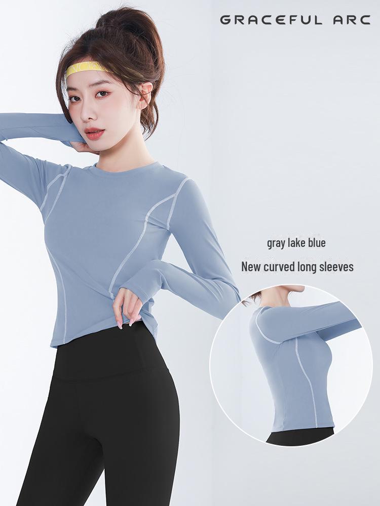 

Женский облегающий топ для йоги Juyitang с длинными рукавами и изогнутыми отверстиями для больших пальцев S