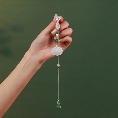 Long Tassel Alloy Hanfu Pin with Imitation Pearl, Fashion Hair Accessory for Women & Cheongsam Dress