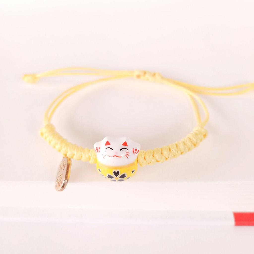 Handwoven Red Rope Lucky Cat Ceramic Bracelets for Women