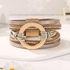 Boho Round Braided Leather Bracelet for Women Multilayer Wrap Wide Bangles Party Jewelry Gifts