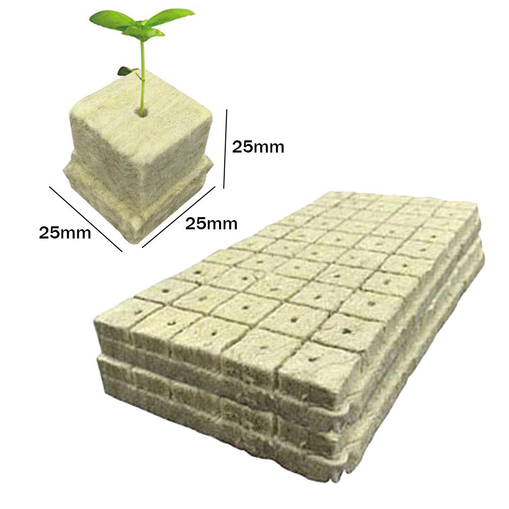 100pcs Stonewool Hydroponic Grow Media Starter Cubes Plant Cubes Soilless Substrate Seeded Rock Wool Plug Seedling Block