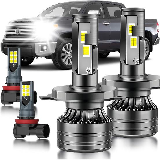 For 2014- Toyota Tundra Fog Lights Bulbs Combo, 4Pcs Super Bright White Dual Beam And Fog Lights Blubs Package