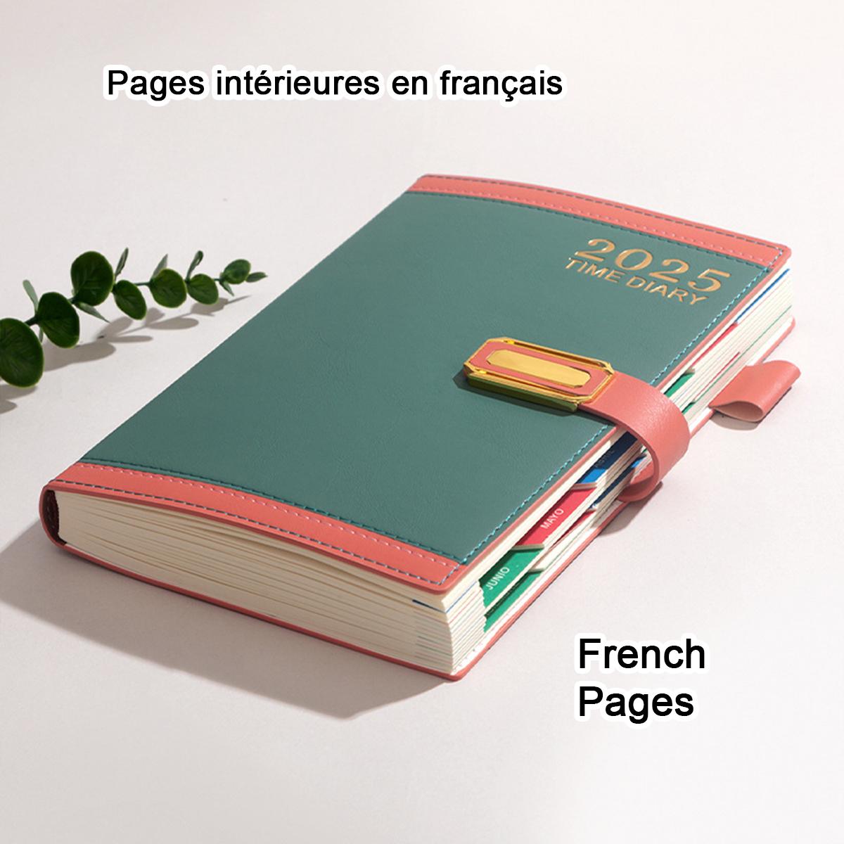 

Кожаная книга учета рабочего расписания на 2025 год формата А5, страницы на английском/испанском/французском языках, ежедневник для студентов, блокнот, памятка A5