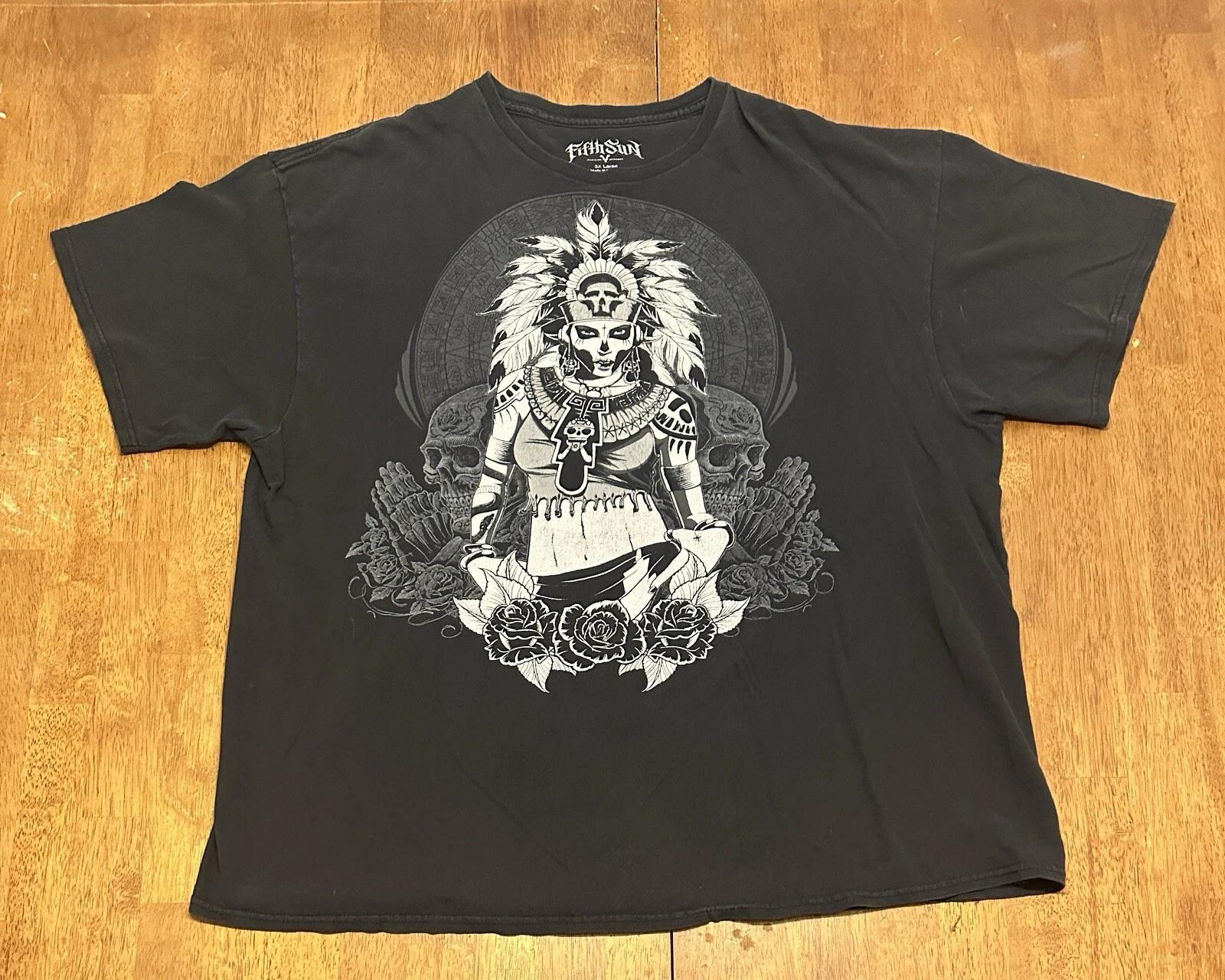 Fifth Sun Gothic Native American Woman Warrior T Shirt 3XL Halloween L