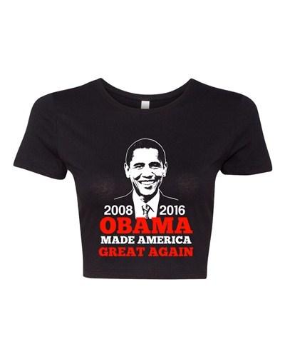 Crop Top Ladies President Barack Obama Made America Great Again USA T-Shirt Tee Unisex T-Shirt XL