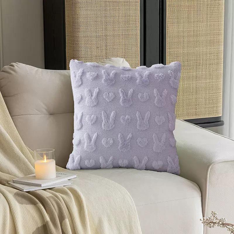 

Пасхальный кролик Наволочка для диванной подушки Гостиная Мультяшный кролик Стеганая Вышитая Плюшевая Наволочка для диванной подушки 45 * 45Cm single pillowcase without core