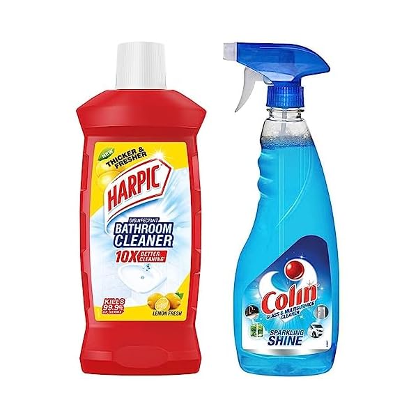 

Harpic Bathroom Cleaner Liquid, Lemon - 1 літр + Colin Glass and Surface Cleaner Liquid Spray - 500 мл
