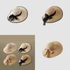 Women's Wide Brim Straw Hat With Bow Beach Sun Hat Uv Protection Korean Style