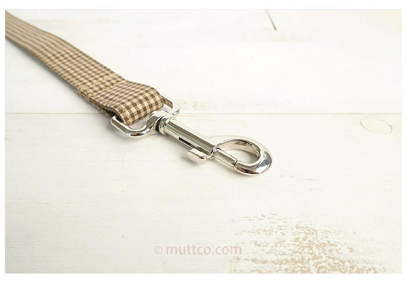 Innovative Coffee Plaid Dog Leash & Collar Set UDL-072