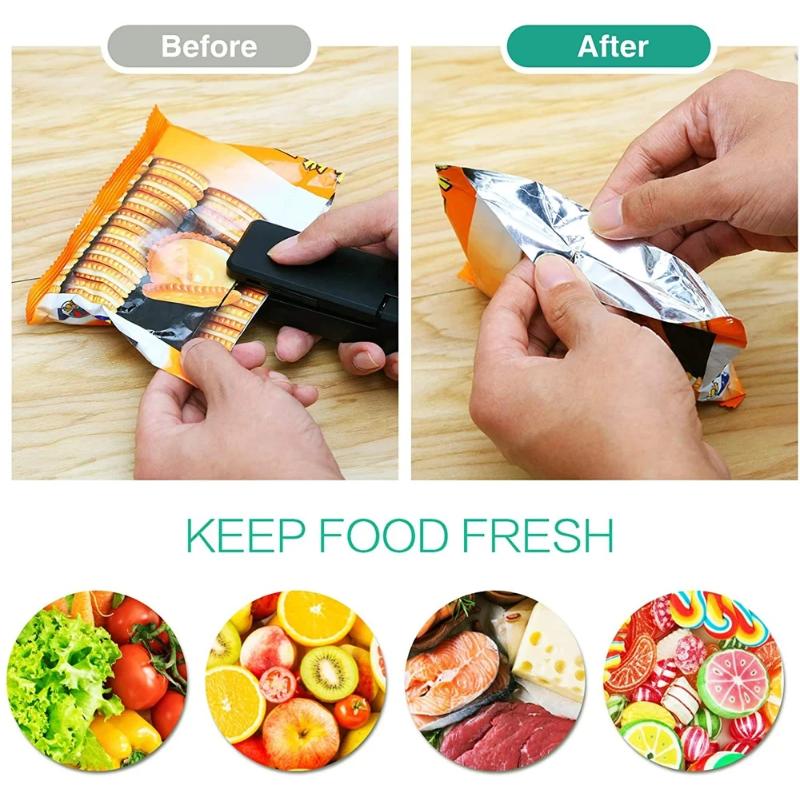 Mini Beutelversiegler 2 in 1 Wiederaufladbarer Tragbarer Beutel Vakuum Heißsiegler & Schneider für Plastik Snack PVC Beutel Outdoor Picknick Kampagne