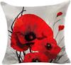 Charming Retro Watercolor Oil Painting Red Poppy Cotton Linen Throw Pillow Case Cushion Cover New Home Office Indoor Decorative