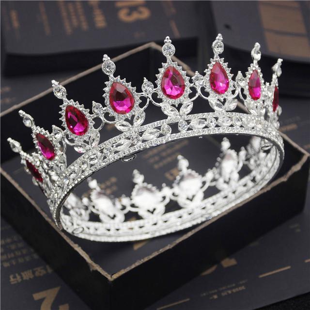 Bride Royal Purple Crystal Queen King Tiaras and Crowns Bridal Pageant Diadem Head Ornament Wedding Hair Jewelry Accessories
