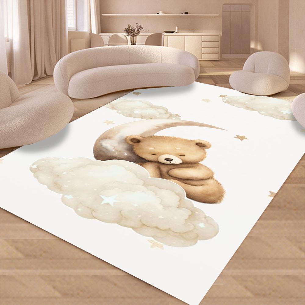 

Cartoon Carpets Good Night Little Bear Living Room Bedroom Rug Easy To Clean Non-Slip Floor Mat Sofa Chair Mat Gift Home Decor 50X80CM
