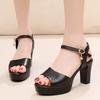 Summer Leather Fish Mouth Women'S High Heel Shoes Dress Sandals Female Woman Sandals Platform
